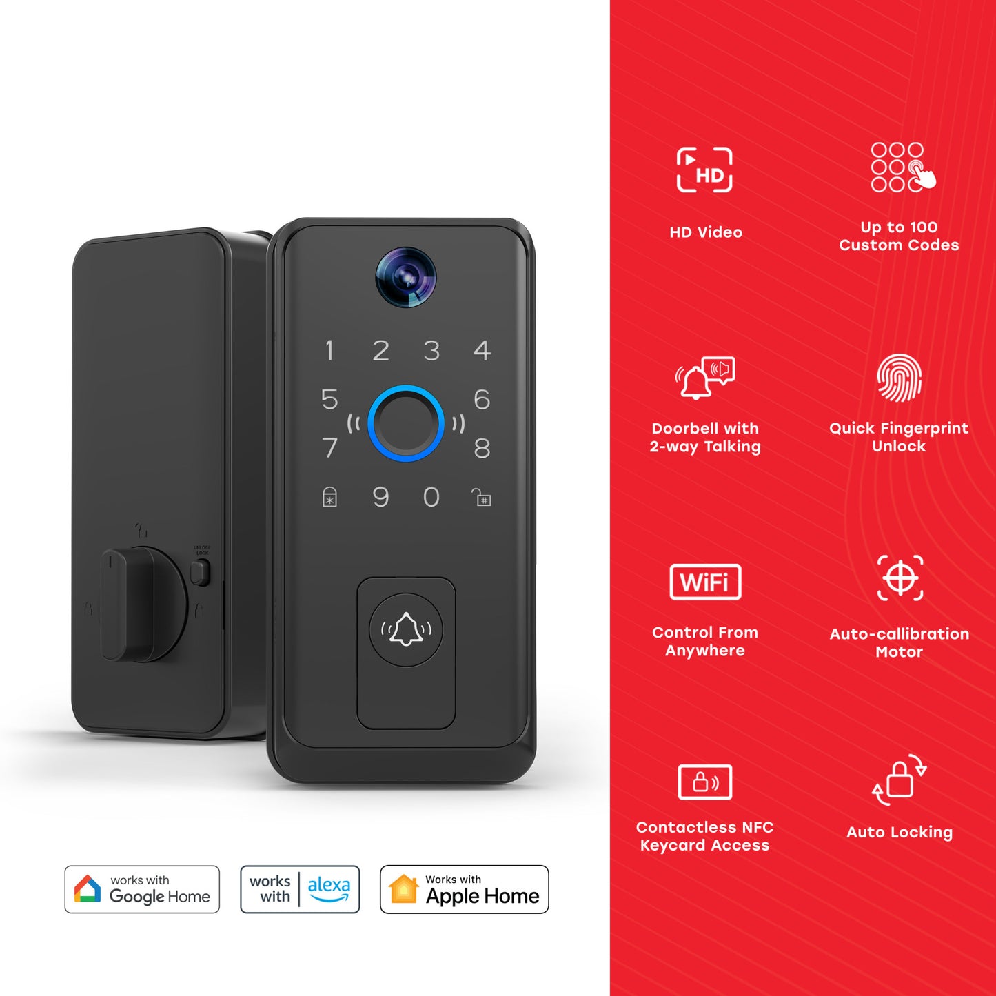 Smart Door Lock with HD Video Doorbell