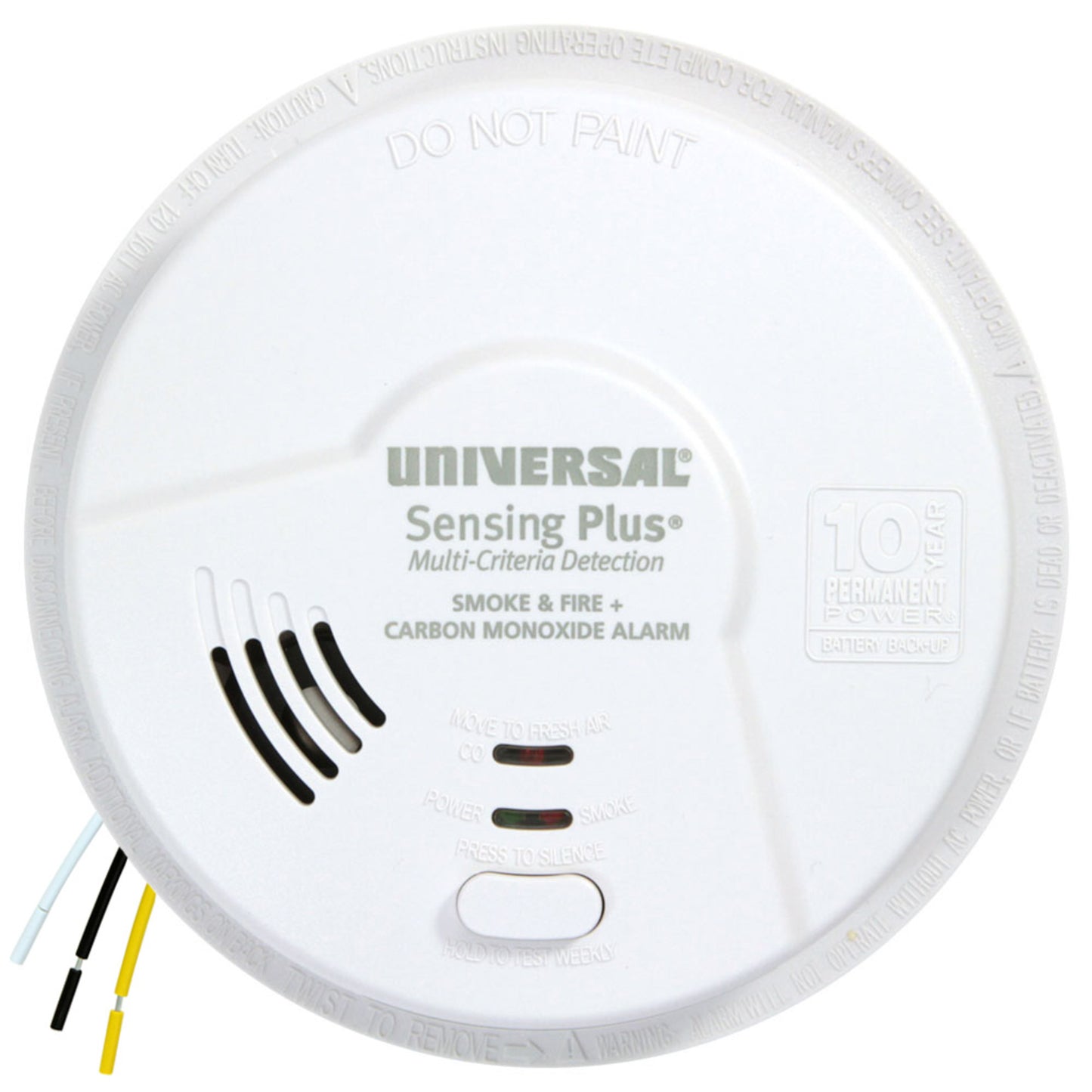Sensing Plus® Multi-Criteria Hardwired Combo Smoke, Fire & Carbon Monoxide Alarm with 10-Year Battery Backup