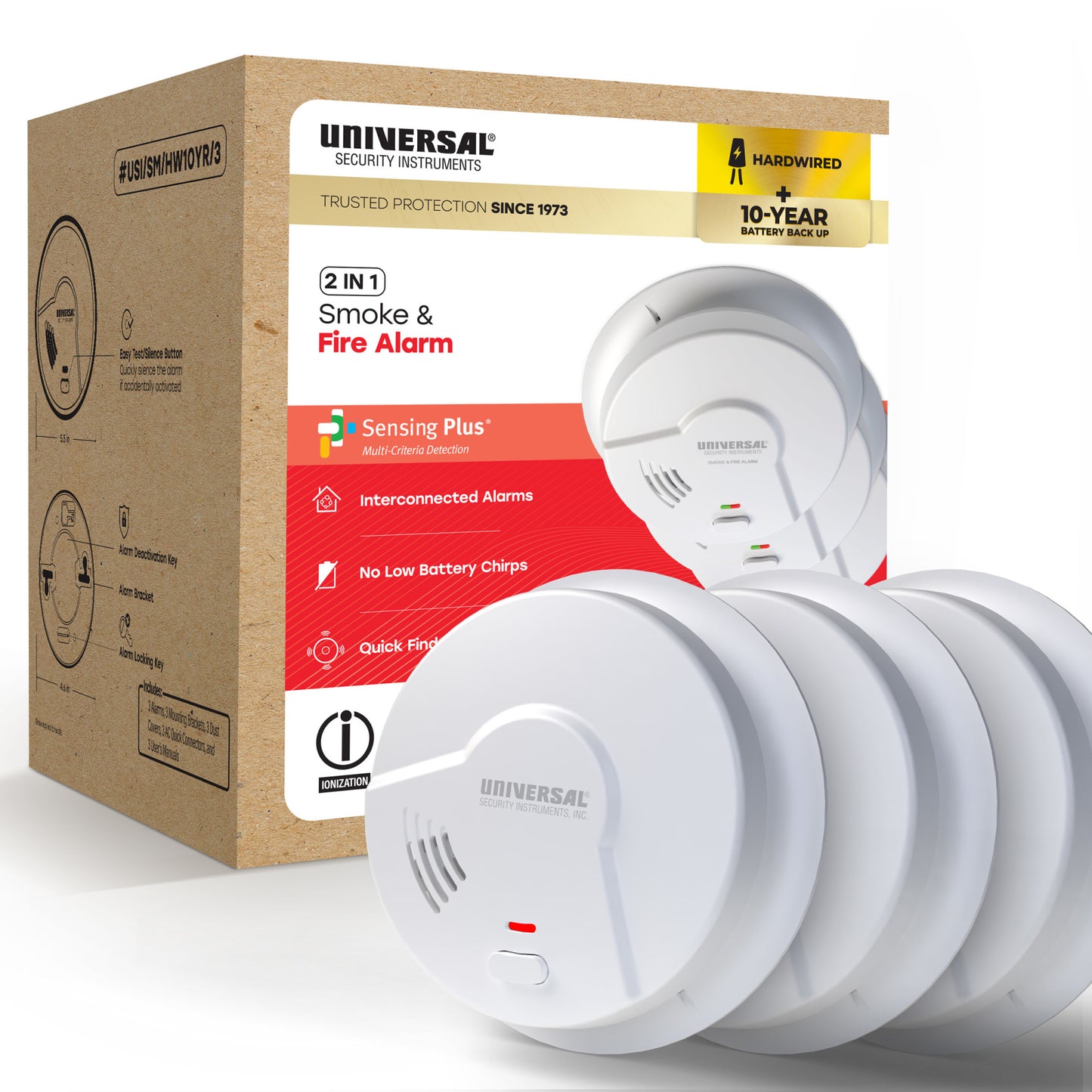 Pro-Pack Hardwire Smoke & Fire Alarm with 10-Year Battery Backup (3-Pack)