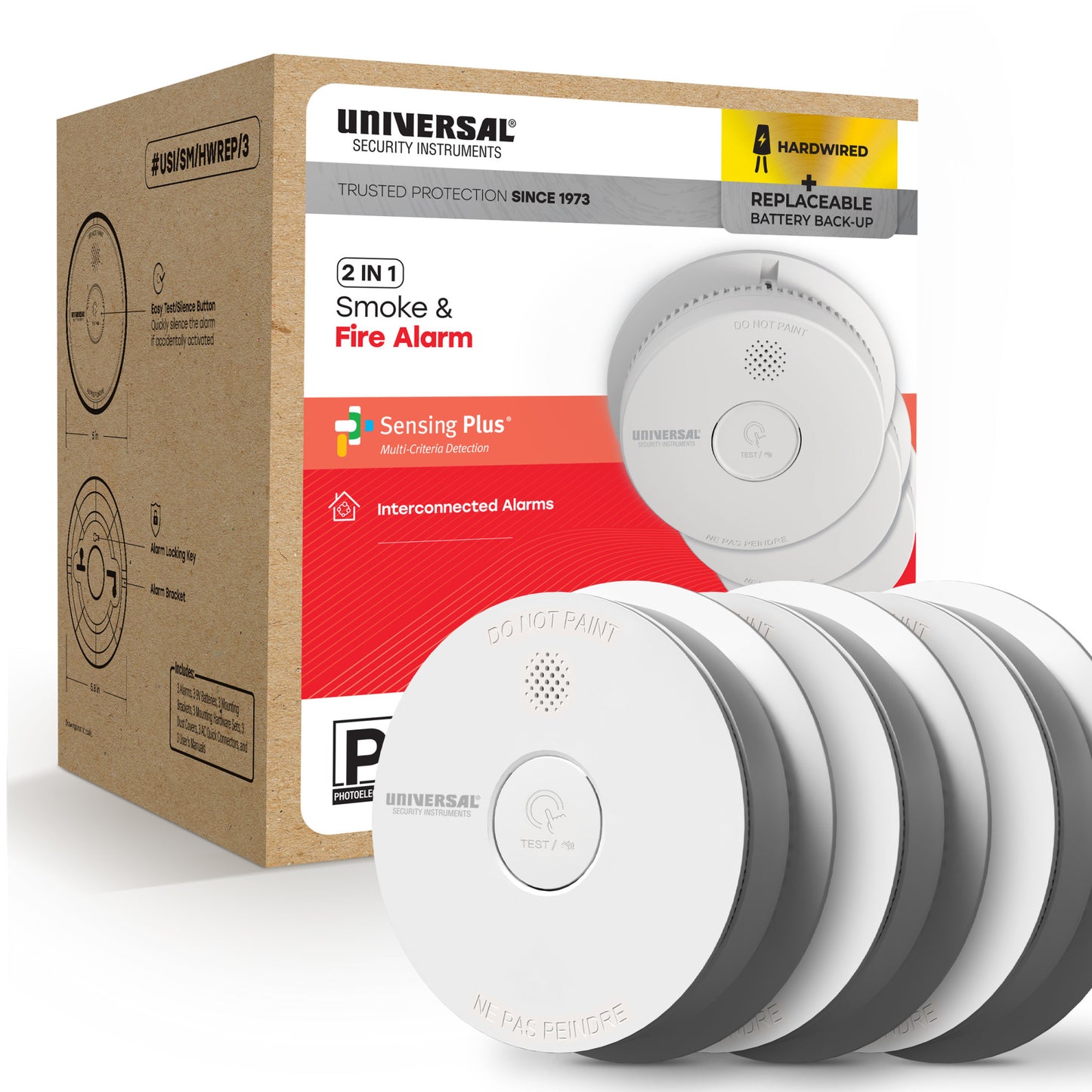 Pro-Pack Hardwire Smoke & Fire Alarm with Replaceable Battery Backup (3-Pack)