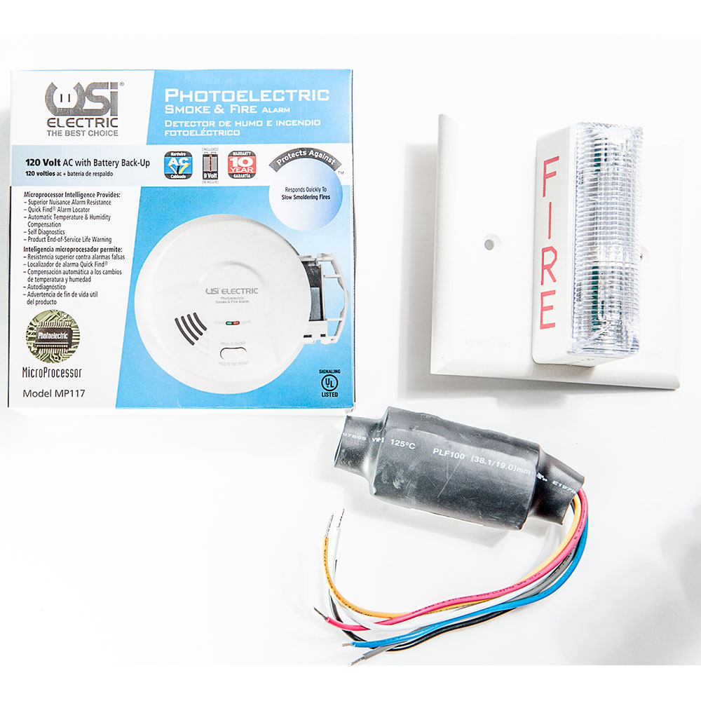 USI Electric 2417 Hardwired Photoelectric Smoke Alarm & Strobe Kit for Hearing Impaired