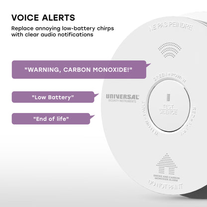 Hardwire Smoke, Fire, and Carbon Monoxide Alarm with Battery Backup and Voice Alerts