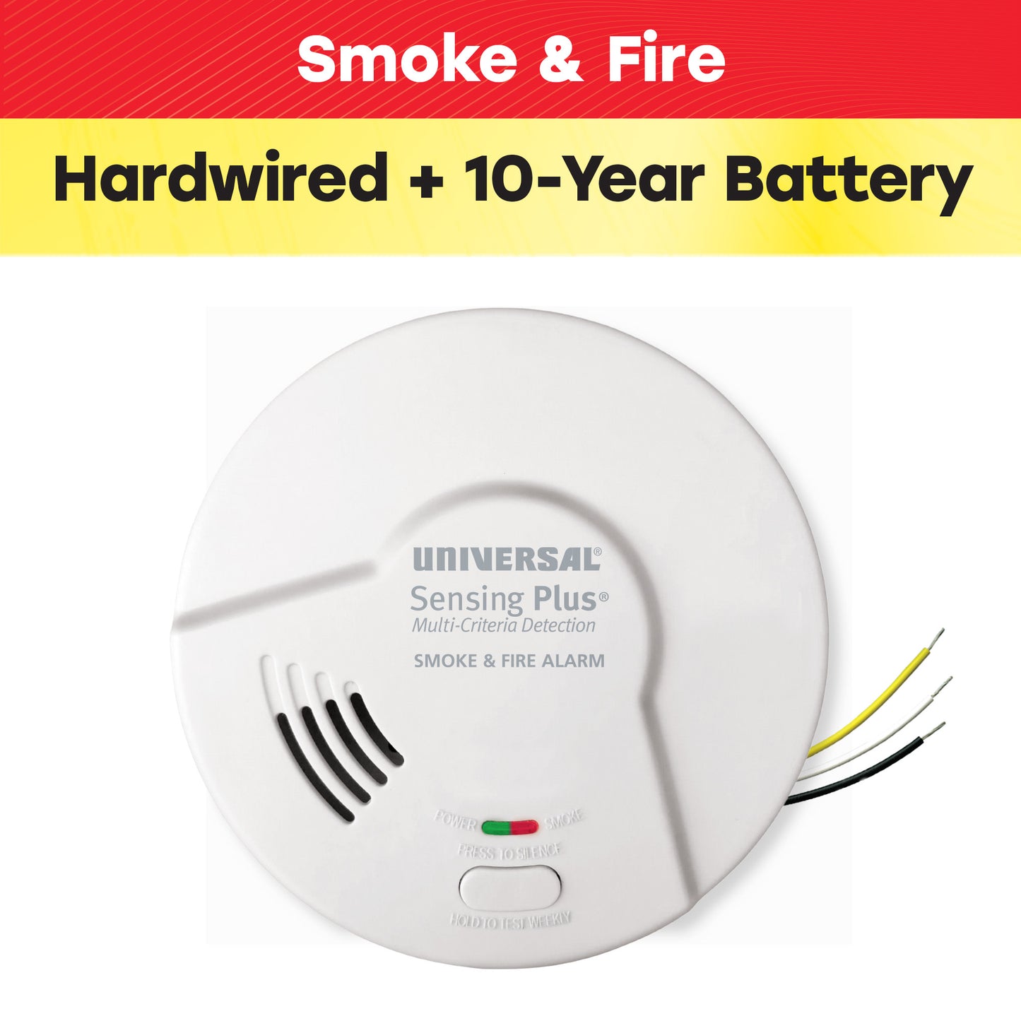 Sensing Plus Multi Criteria Hardwired Smoke & Fire Alarm With 10 Year Battery Backup