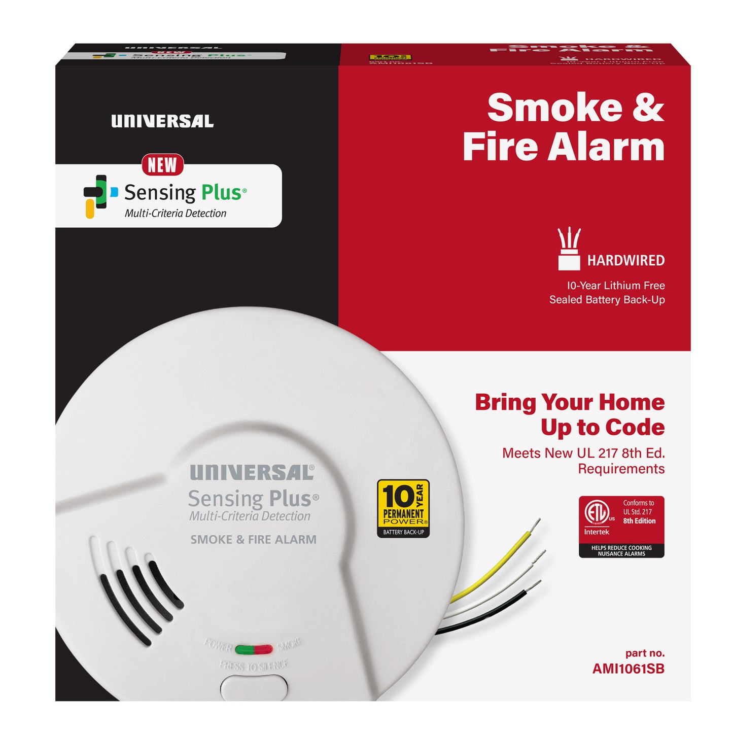 Sensing Plus Multi Criteria Hardwired Smoke & Fire Alarm With 10 Year Battery Backup
