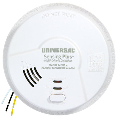 Sensing Plus® Multi-Criteria Hardwired Combo Smoke, Fire & Carbon Monoxide Alarm with 10-Year Battery Backup