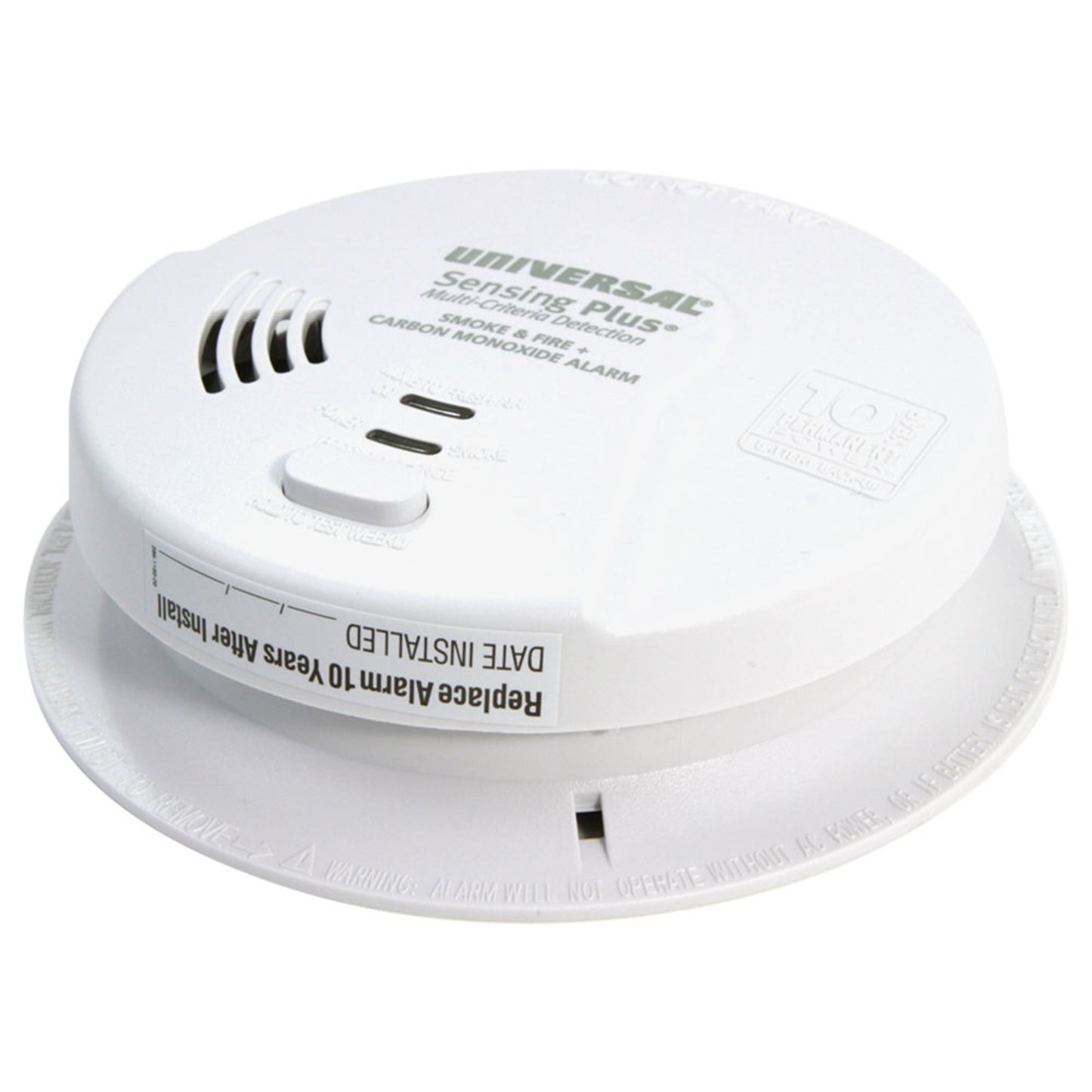 Sensing Plus® Multi-Criteria Hardwired Combo Smoke, Fire & Carbon Monoxide Alarm with 10-Year Battery Backup