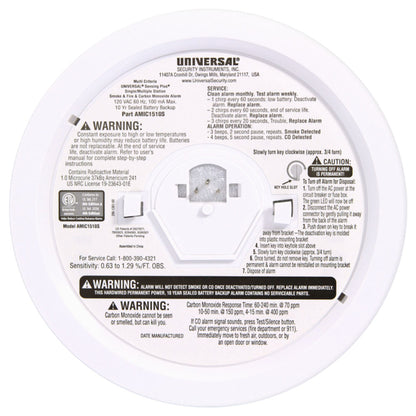 Sensing Plus® Multi-Criteria Hardwired Combo Smoke, Fire & Carbon Monoxide Alarm with 10-Year Battery Backup