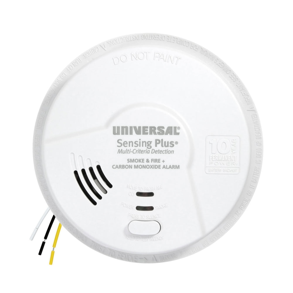 Sensing Plus® Multi-Criteria Hardwired Combo Smoke, Fire & Carbon Monoxide Alarm with 10-Year Battery Backup