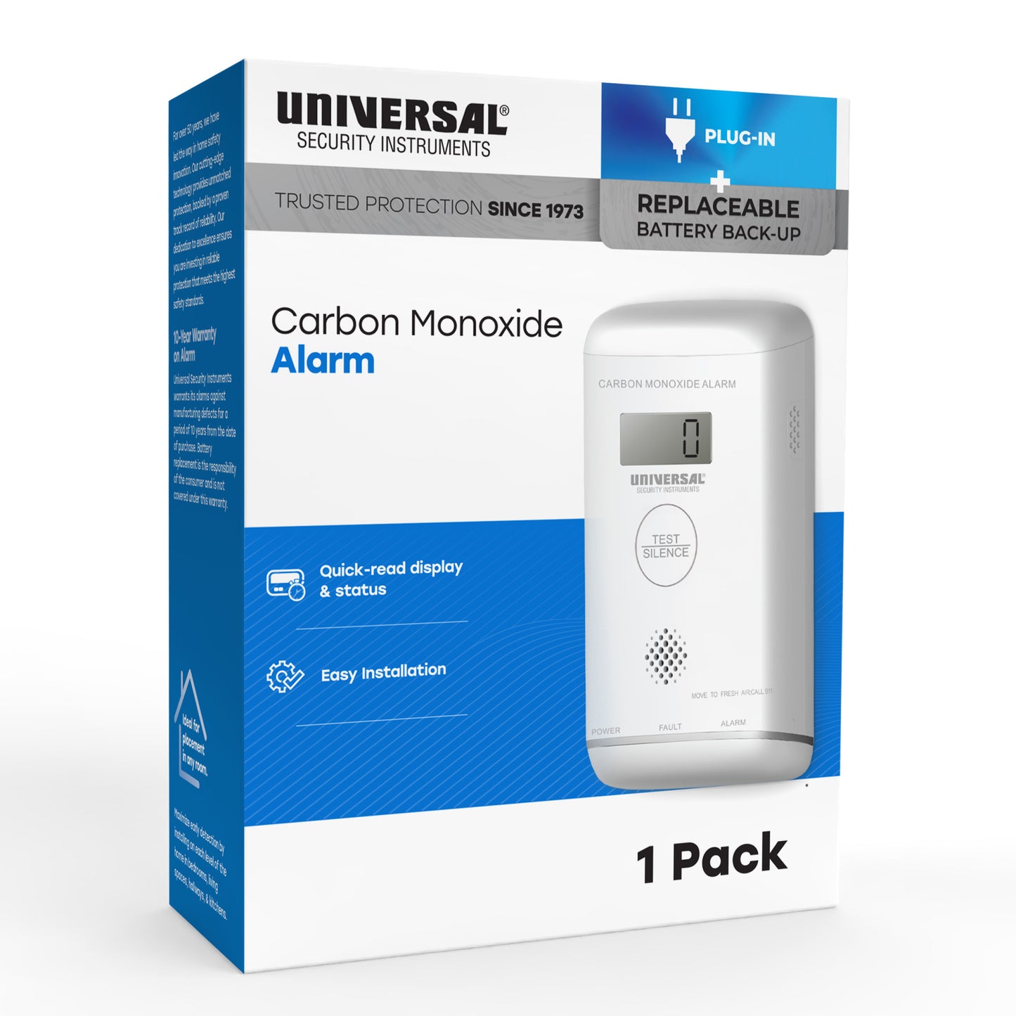 Plug-in Carbon Monoxide Alarm with Battery Backup
