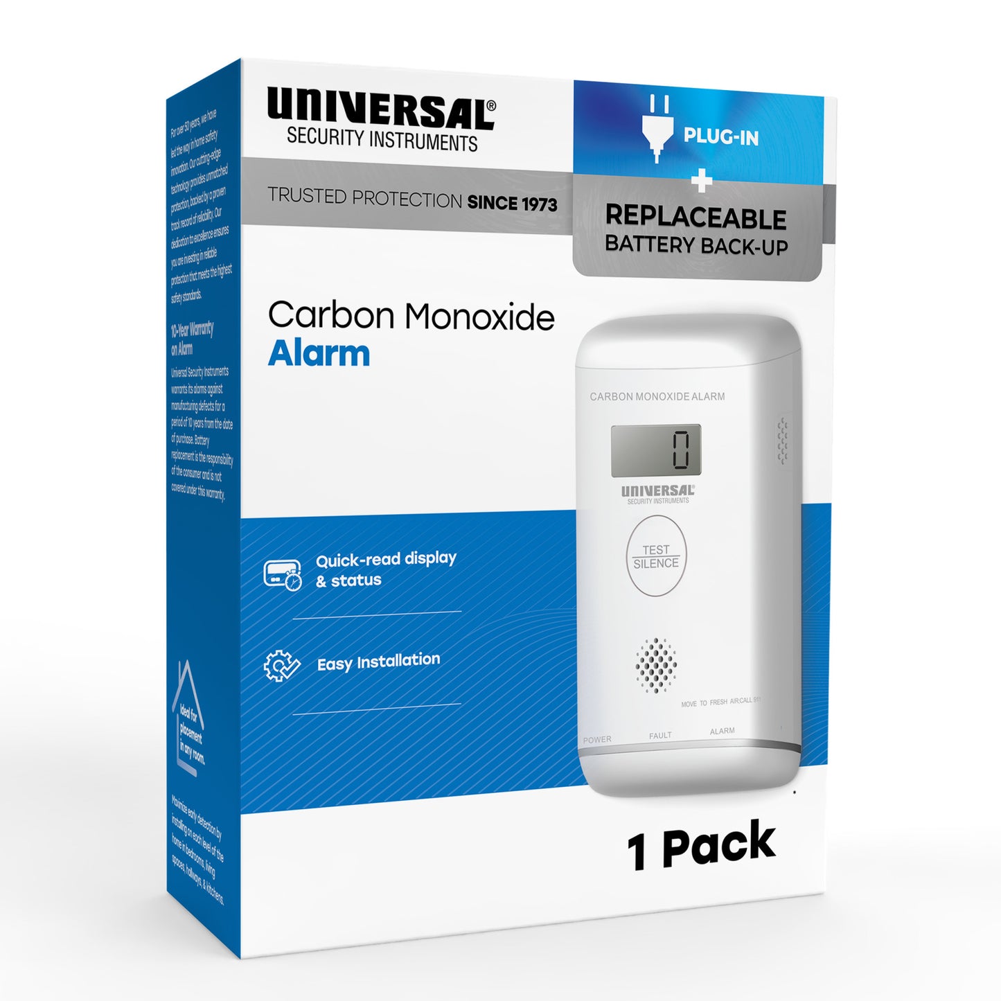 Plug-in Carbon Monoxide Alarm with Battery Backup