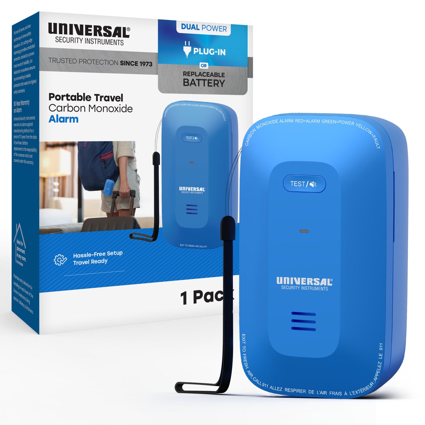 Portable Travel Carbon Monoxide Alarm Plug-in or Battery