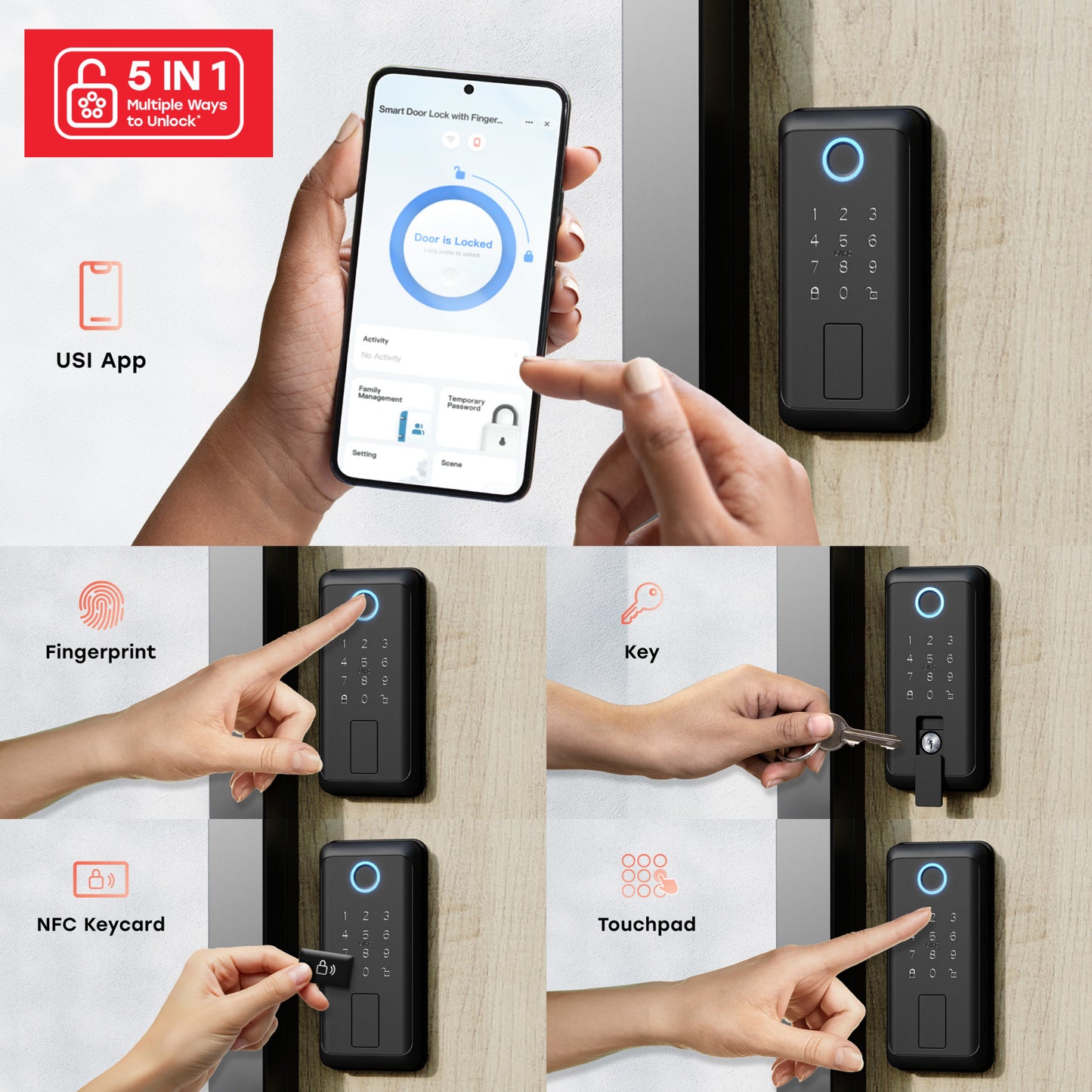 Smart Touch + Keycard Door Lock
