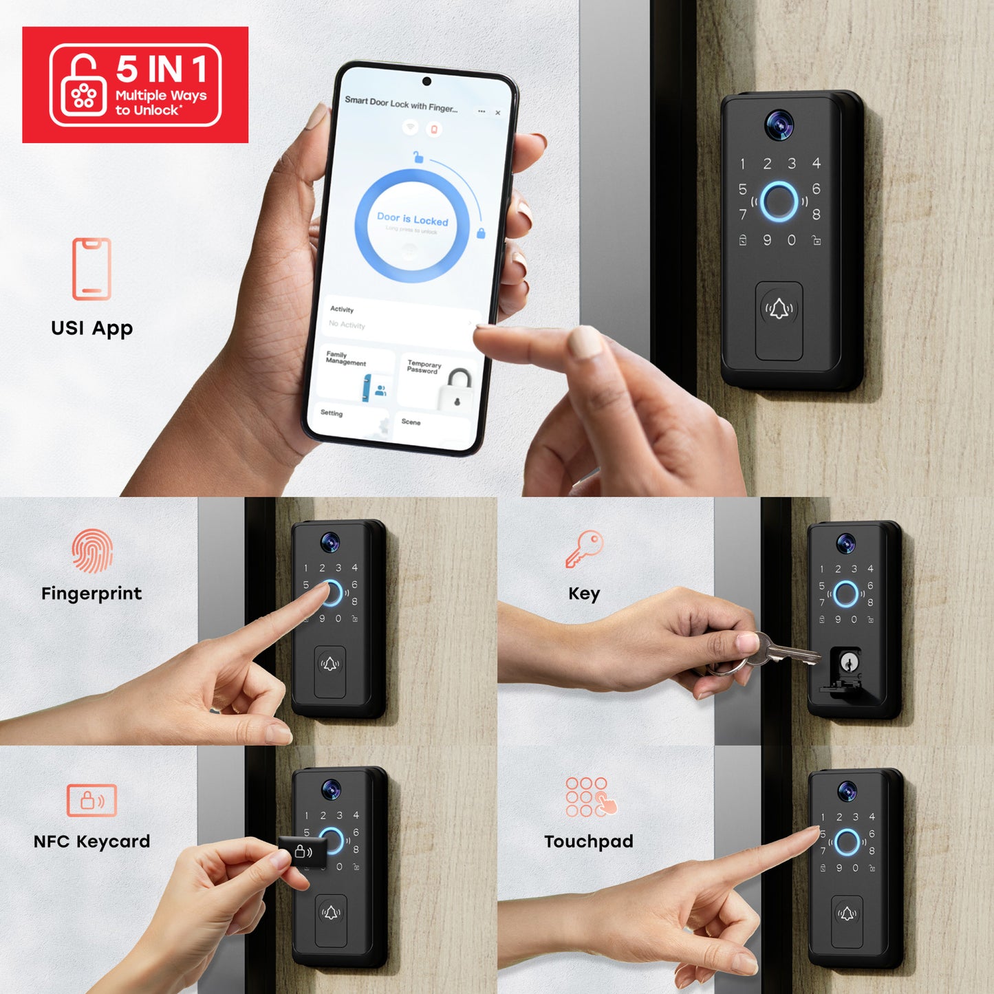 Smart Door Lock with HD Video Doorbell