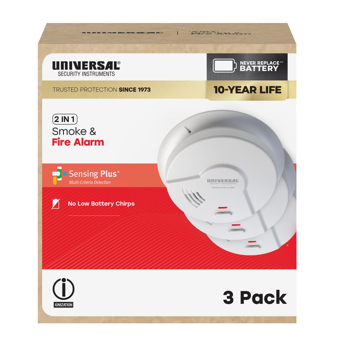 Pro-Pack 10-Year Battery Smoke & Fire Alarm (3-Pack)