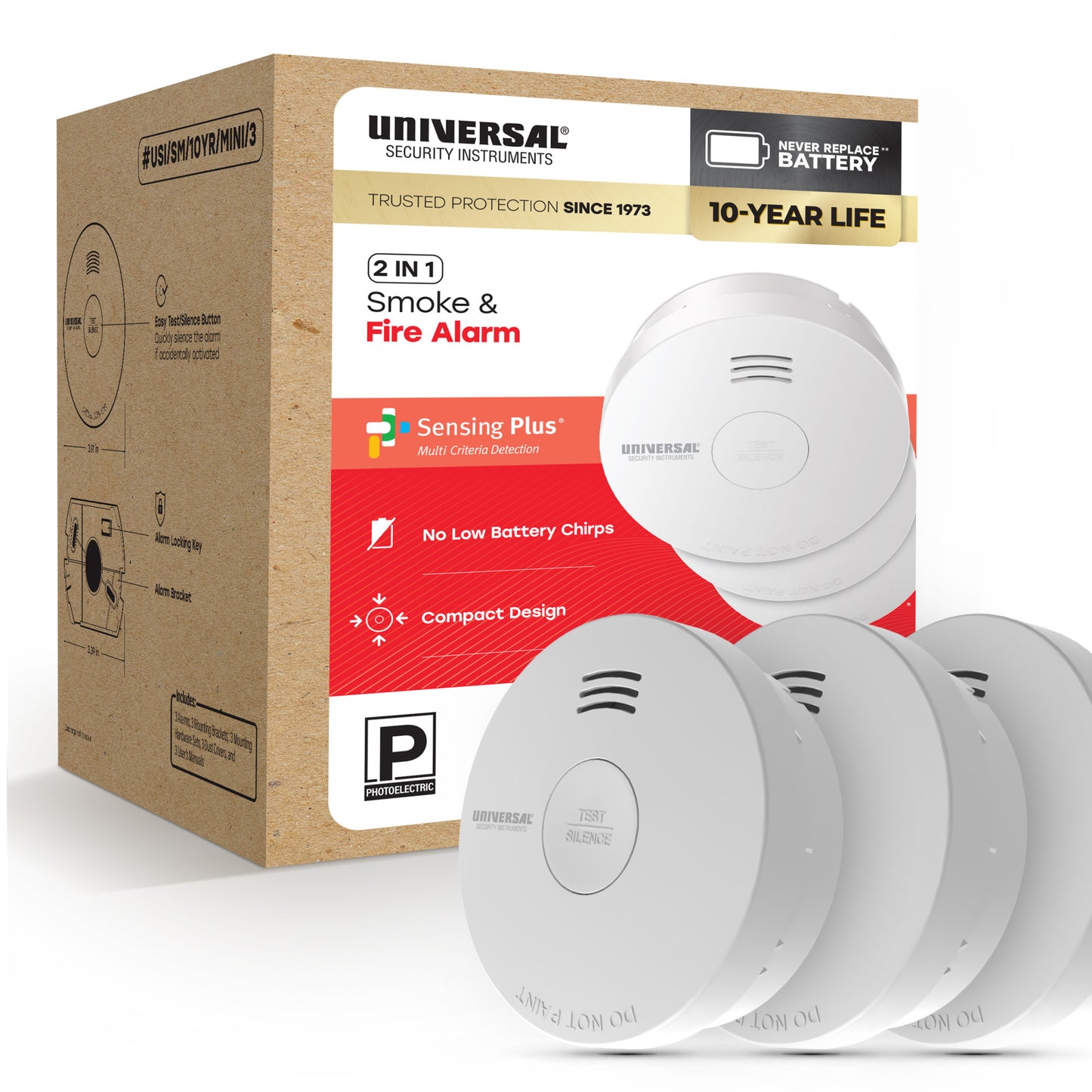 Pro-Pack 10-Year Battery Smoke & Fire Alarm (3-Pack)