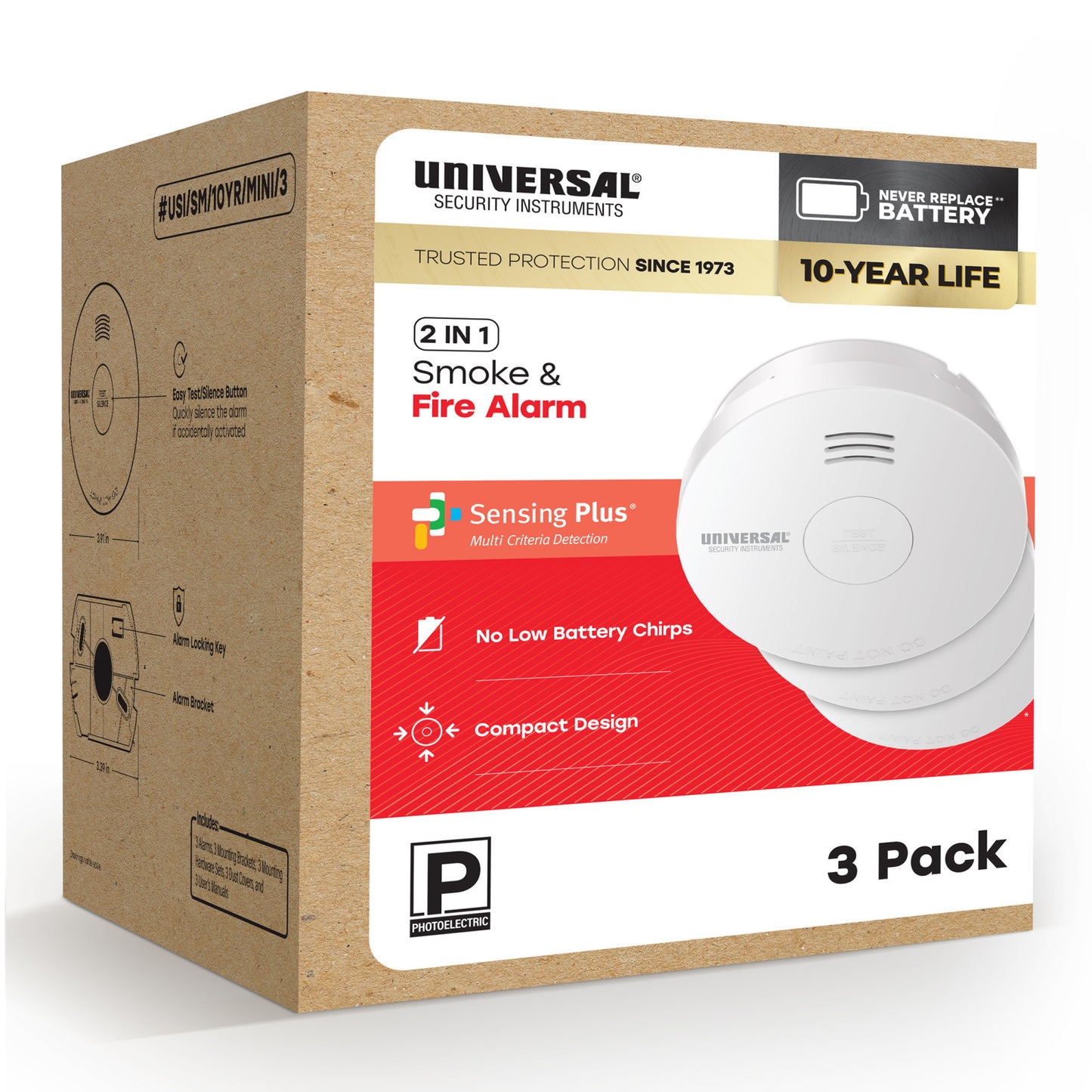 Pro-Pack 10-Year Battery Smoke & Fire Alarm (3-Pack)