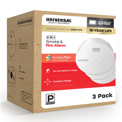 Pro-Pack 10-Year Battery Smoke & Fire Alarm (3-Pack)
