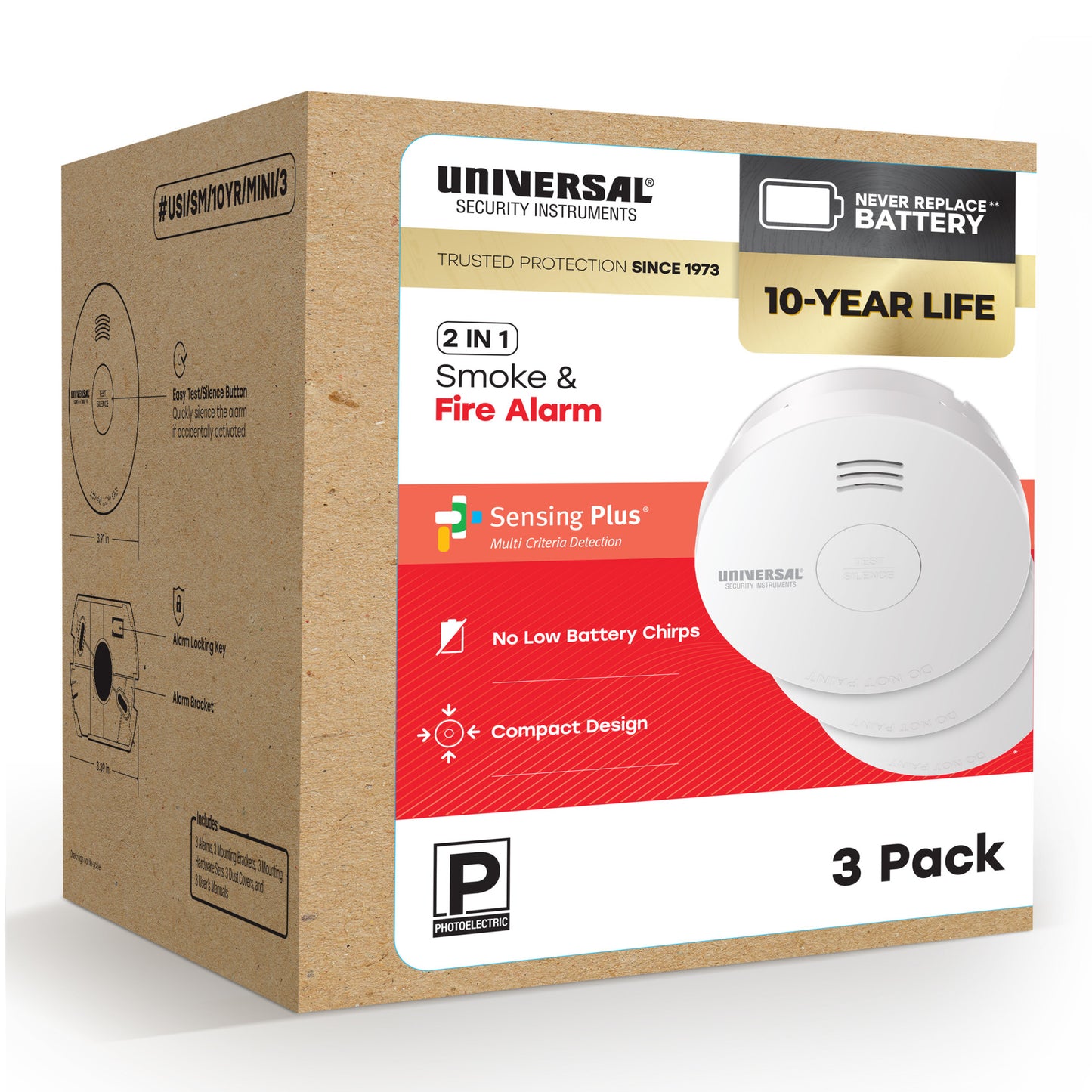 Pro-Pack 10-Year Battery Smoke & Fire Alarm (3-Pack)