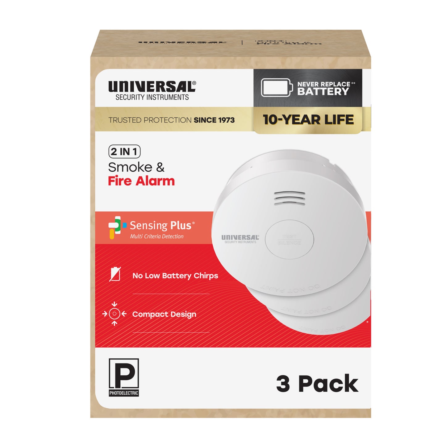 Pro-Pack 10-Year Battery Smoke & Fire Alarm (3-Pack)