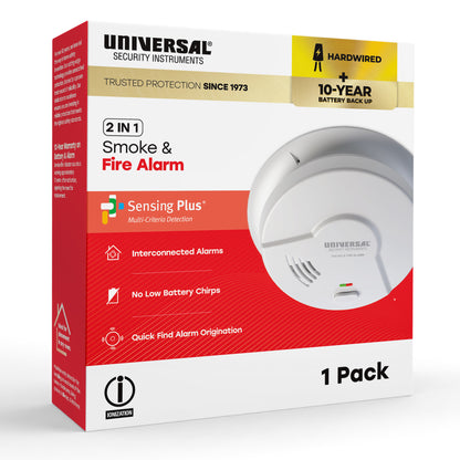 Hardwire Smoke & Fire Alarm with 10-Year Battery Backup