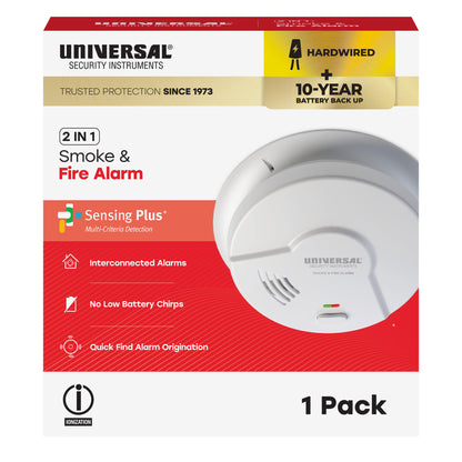 Hardwire Smoke & Fire Alarm with 10-Year Battery Backup