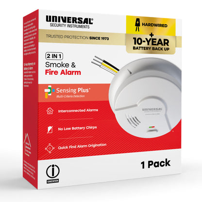 Hardwire Smoke & Fire Alarm with 10-Year Battery Backup