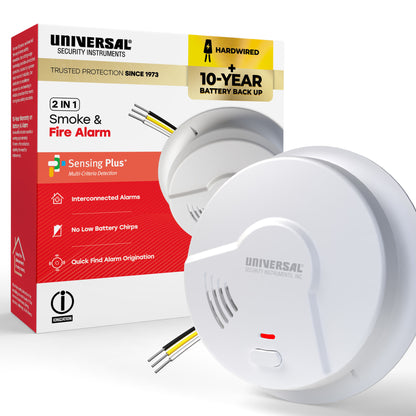 Hardwire Smoke & Fire Alarm with 10-Year Battery Backup