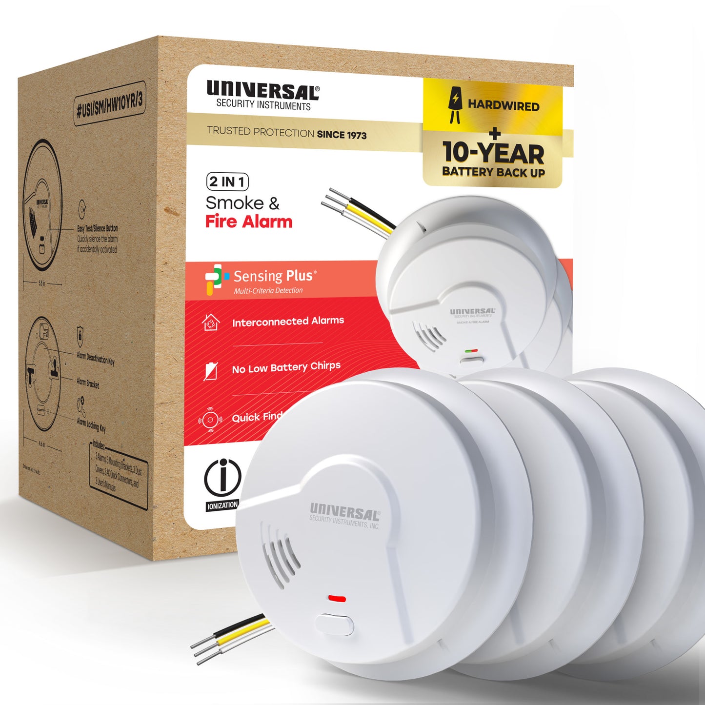 Pro-Pack Hardwire Smoke & Fire Alarm with 10-Year Battery Backup (3-Pack)