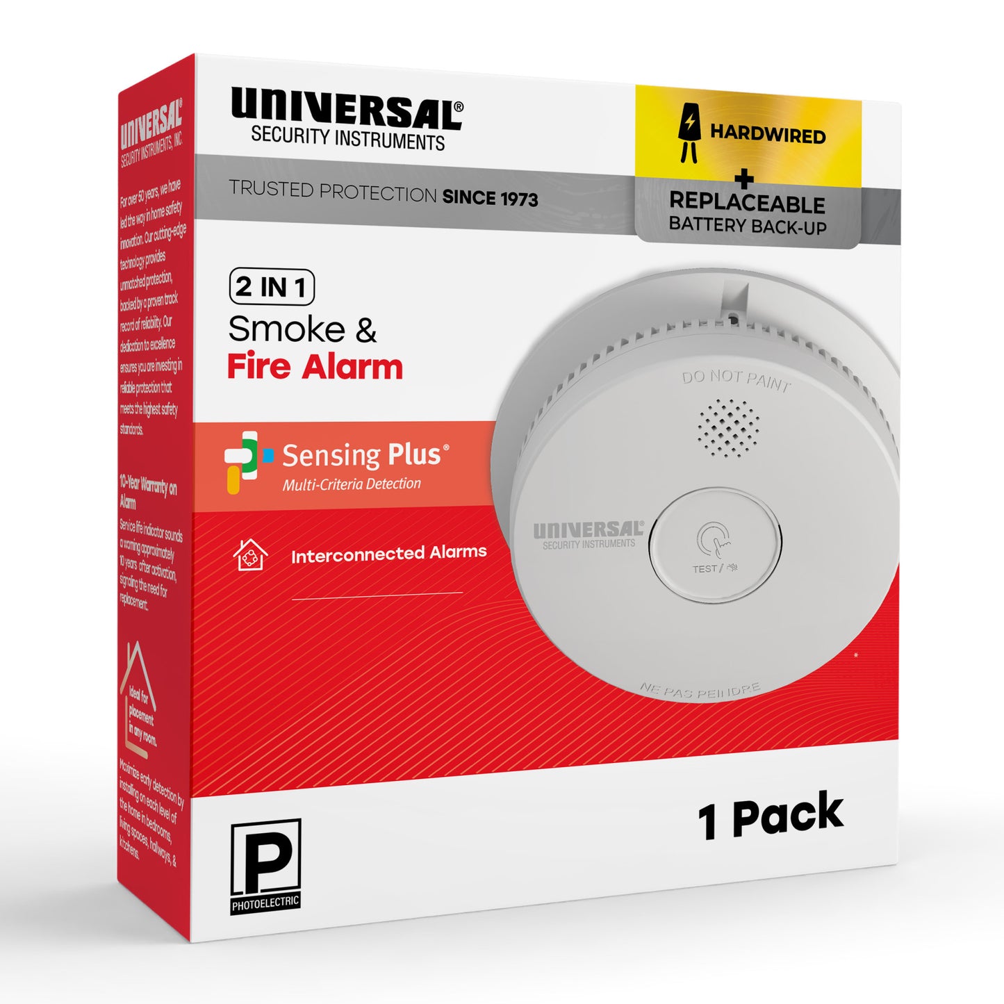 Hardwire Smoke & Fire Alarm with Replaceable Battery Back-up