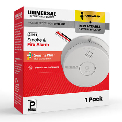 Hardwire Smoke & Fire Alarm with Replaceable Battery Back-up