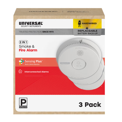 Pro-Pack Hardwire Smoke & Fire Alarm with Replaceable Battery Backup (3-Pack)
