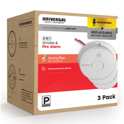 Pro-Pack Hardwire Smoke & Fire Alarm with Replaceable Battery Backup (3-Pack)