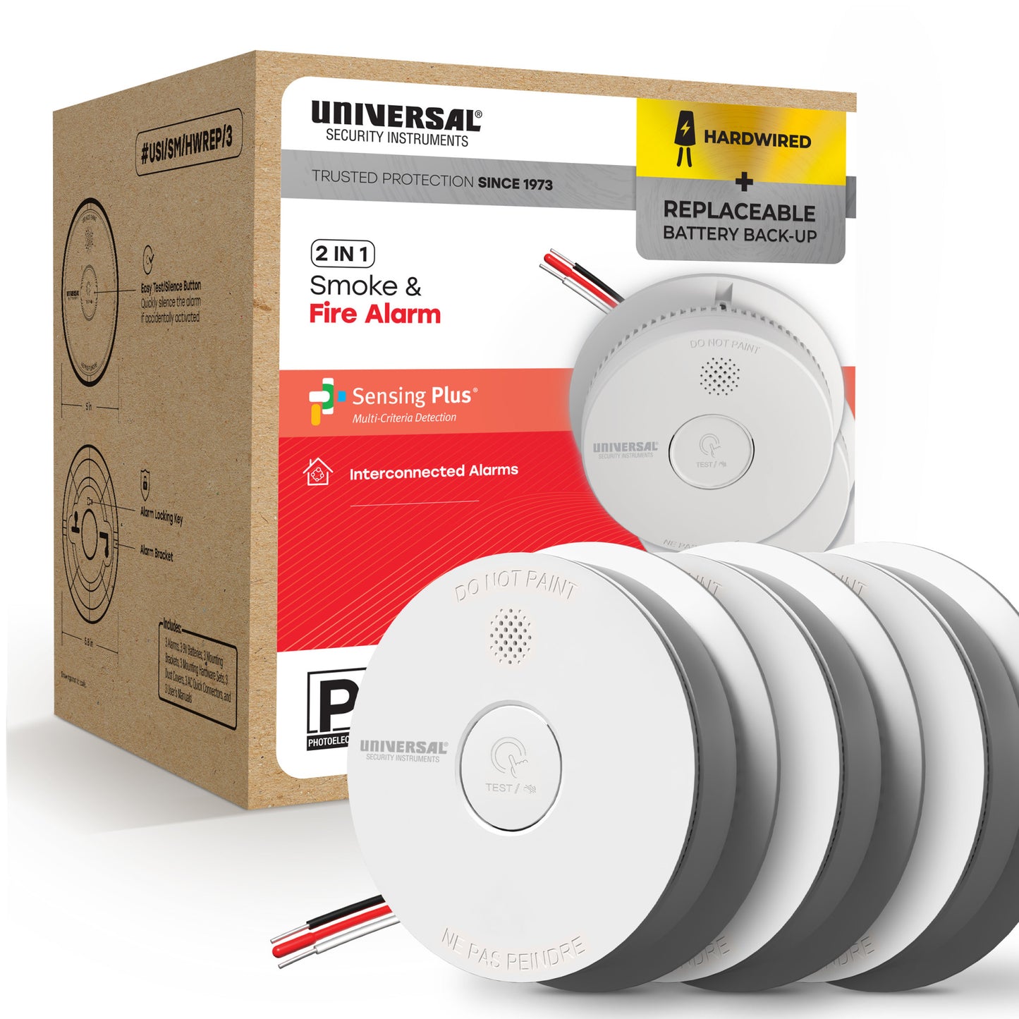 Pro-Pack Hardwire Smoke & Fire Alarm with Replaceable Battery Backup (3-Pack)