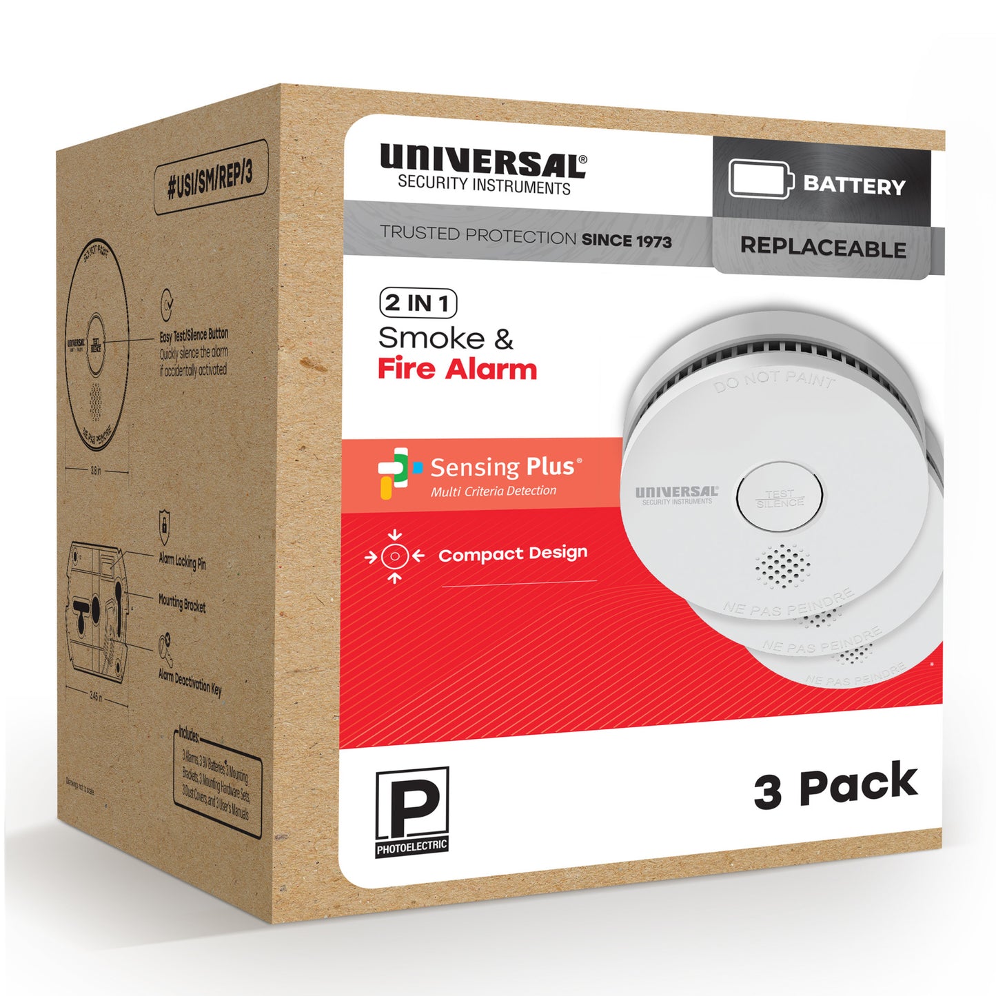 Pro-Pack Battery Smoke & Fire Alarm (3-Pack)