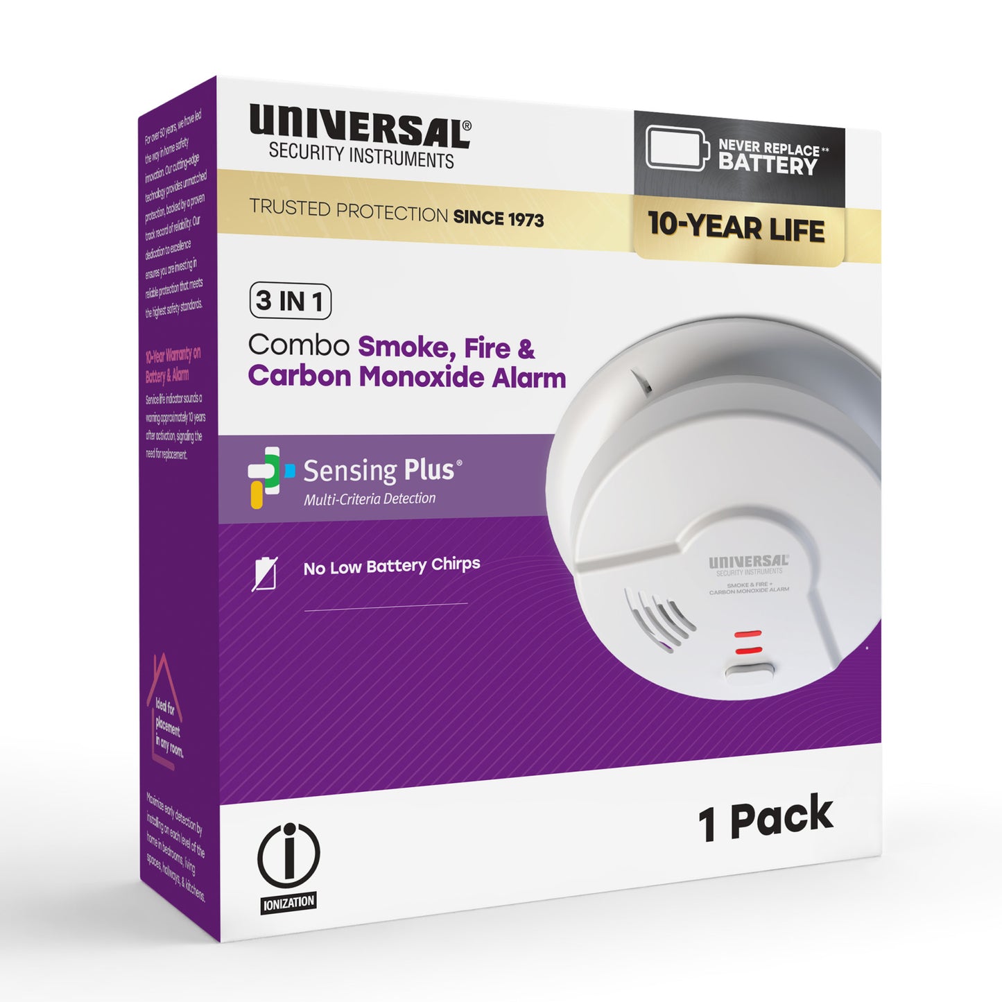 10-Year Battery Smoke, Fire, and Carbon Monoxide Alarm