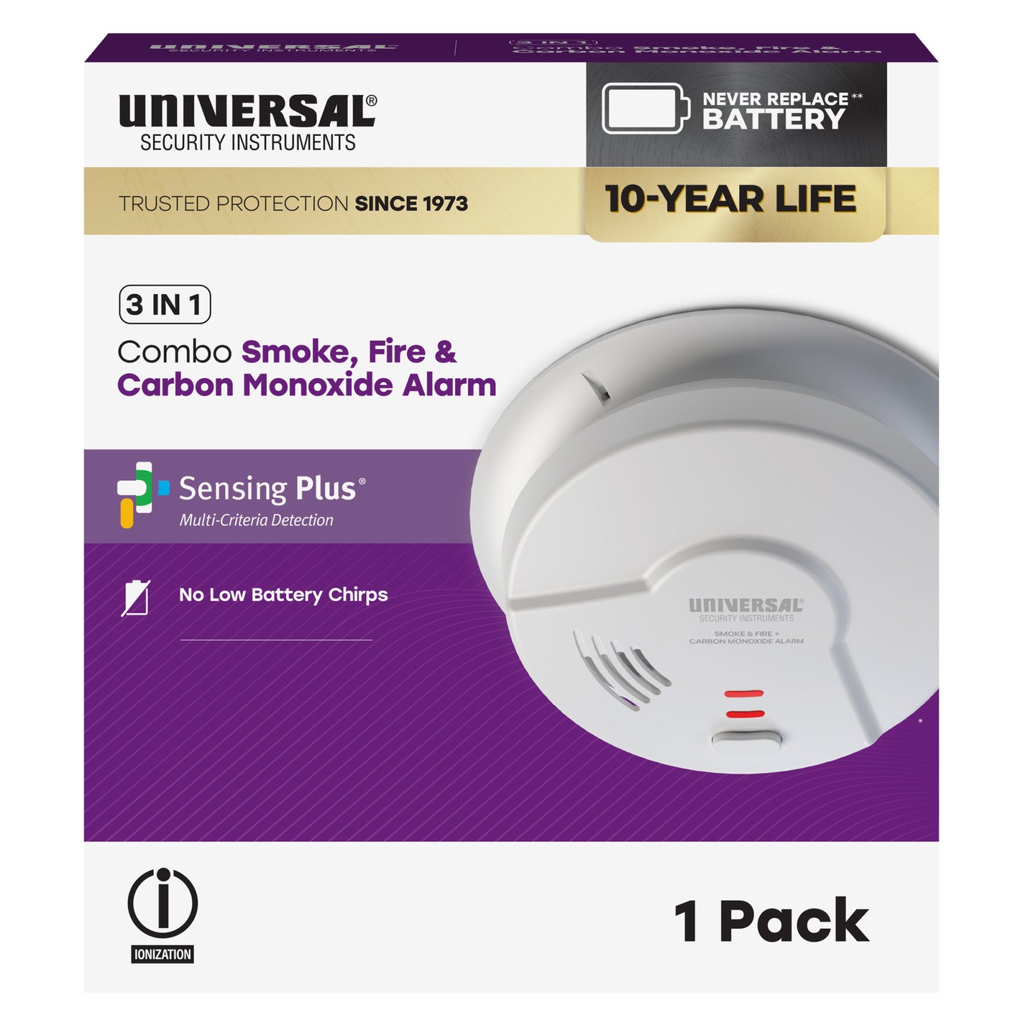 10-Year Battery Smoke, Fire, and Carbon Monoxide Alarm