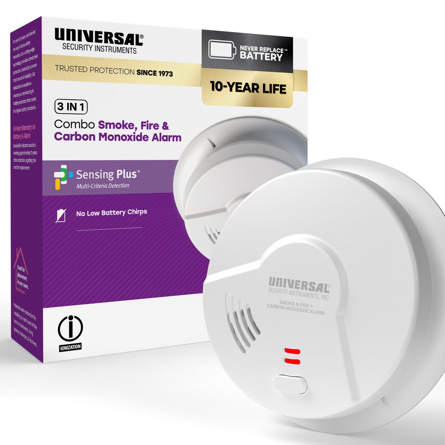 10-Year Battery Smoke, Fire, and Carbon Monoxide Alarm