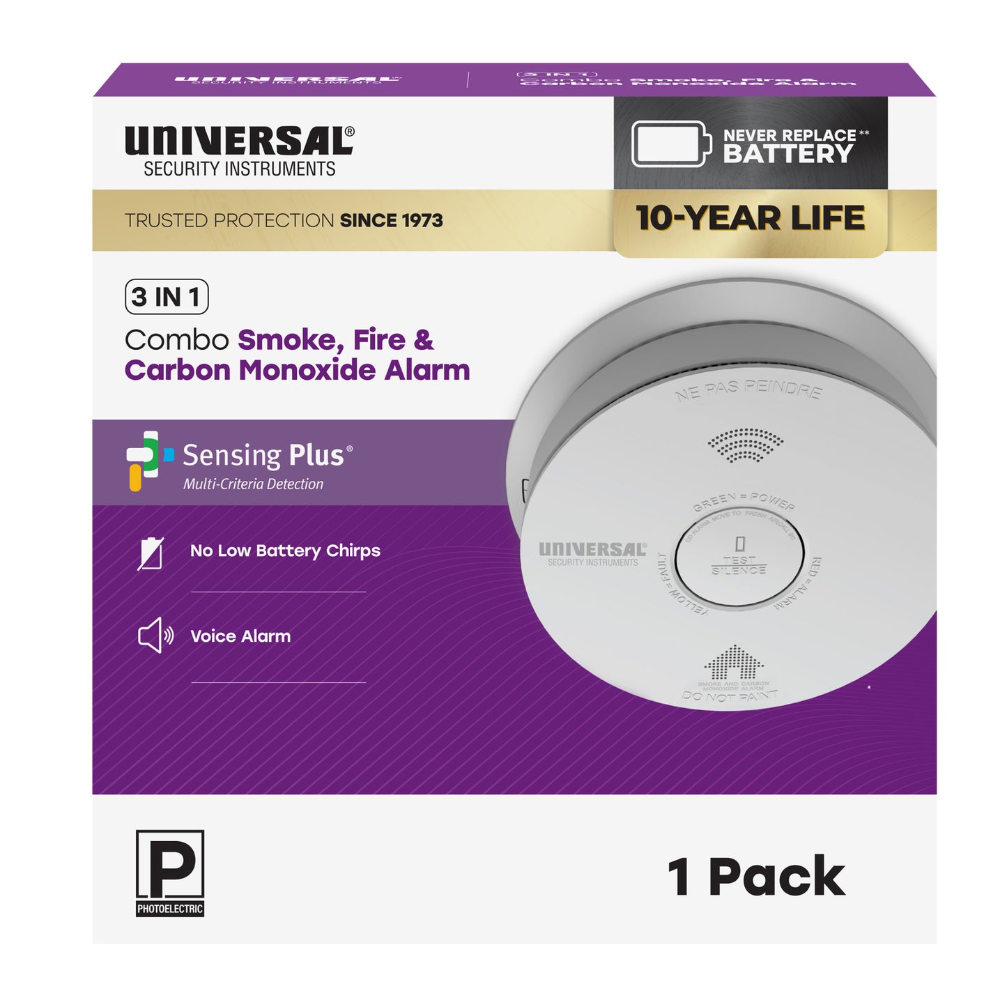 10-Year Battery Smoke, Fire, and Carbon Monoxide Alarm