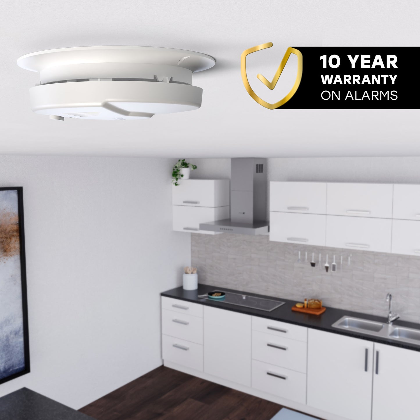 Hardwire Smoke, Fire, and Carbon Monoxide Alarm with 10-Year Battery Backup