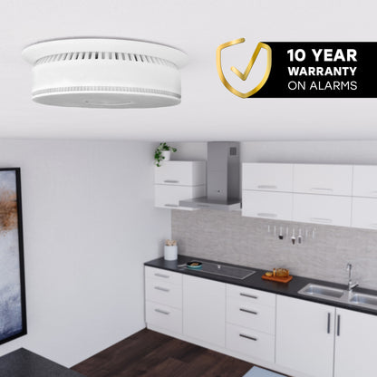 Hardwire Smoke, Fire, and Carbon Monoxide Alarm with 10-Year Battery Backup
