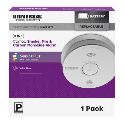 Battery Smoke, Fire, and Carbon Monoxide Alarm with Voice Alerts