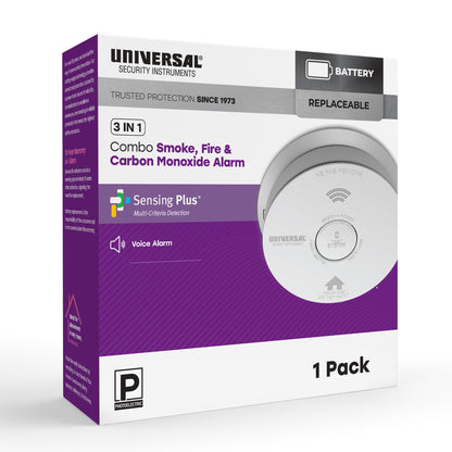 Battery Smoke, Fire, and Carbon Monoxide Alarm with Voice Alerts
