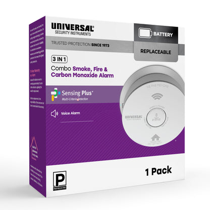 Battery Smoke, Fire, and Carbon Monoxide Alarm with Voice Alerts