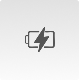 Battery icon with a lightning bolt on a light gray background