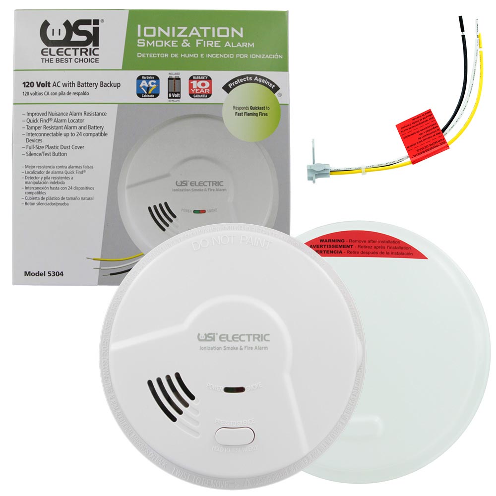 USI Electric 5304 Hardwired Ionization Smoke and Fire Alarm with Battery Backup
