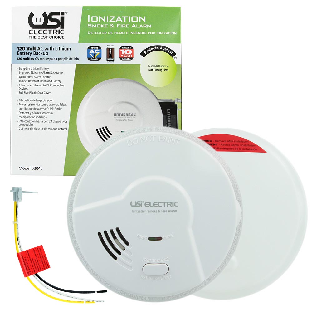 USI Electric 5304L Hardwired Ionization Smoke and Fire Alarm with Battery Backup