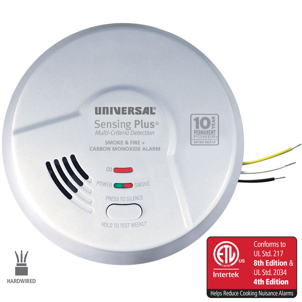 Sensing Plus AMIC1510SB Multi Criteria Hardwired Combo Smoke, Fire & Carbon Monoxide Alarm With 10 Year Battery Backup