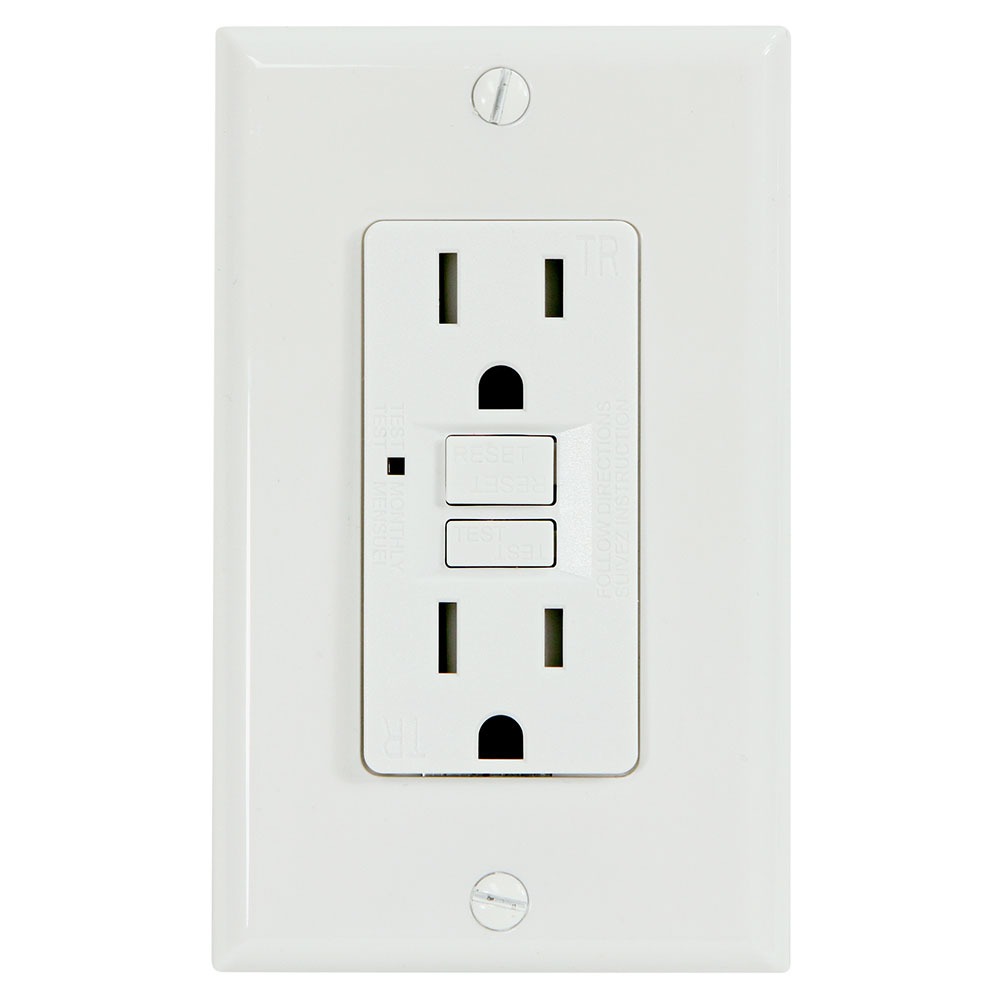 USI Electric G1315TRWH 15 Amp GFCI Receptacle Duplex Outlet Protection, White