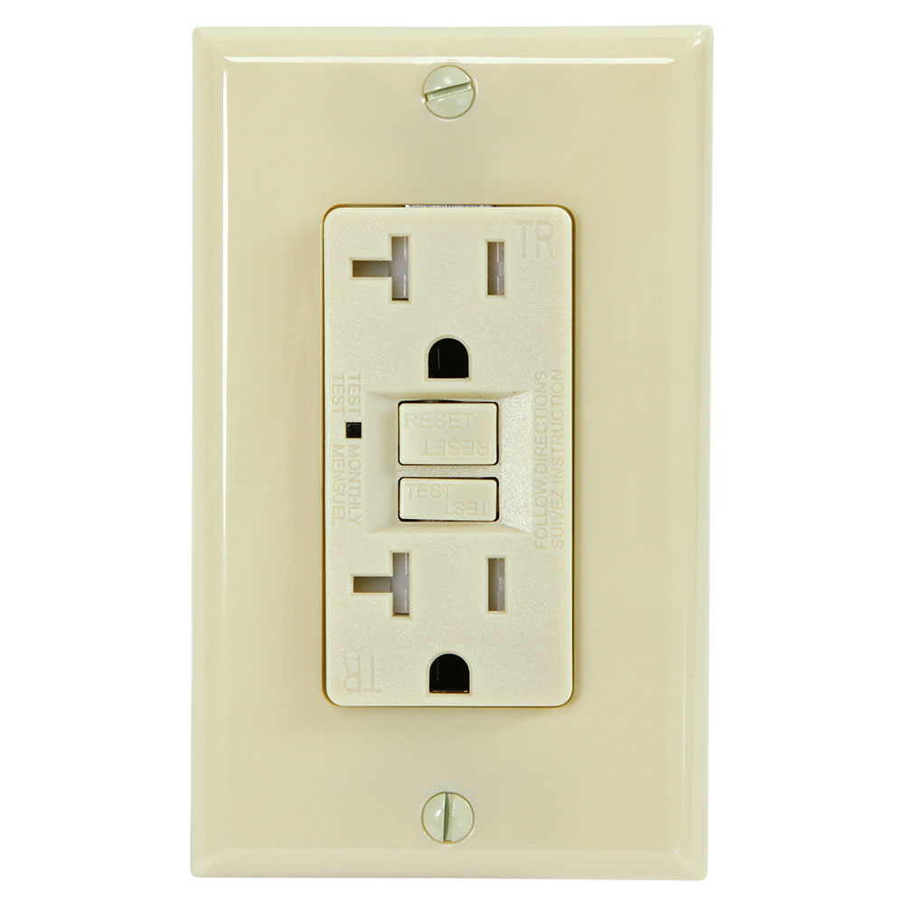 USI Electric G1320TRIV 20 Amp GFCI Receptacle Duplex Outlet Protection, Ivory 