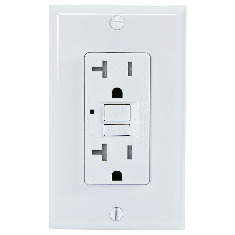 USI Electric G1320TRWH 20 Amp GFCI Receptacle Duplex Outlet Protection, White 